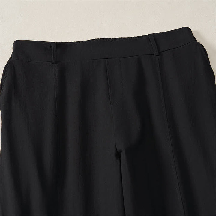 Buddha Stones Pantalones tobilleros básicos informales de color liso para mujer, ideales para primavera y verano. Pantalones de pierna recta con bolsillos. - image 12