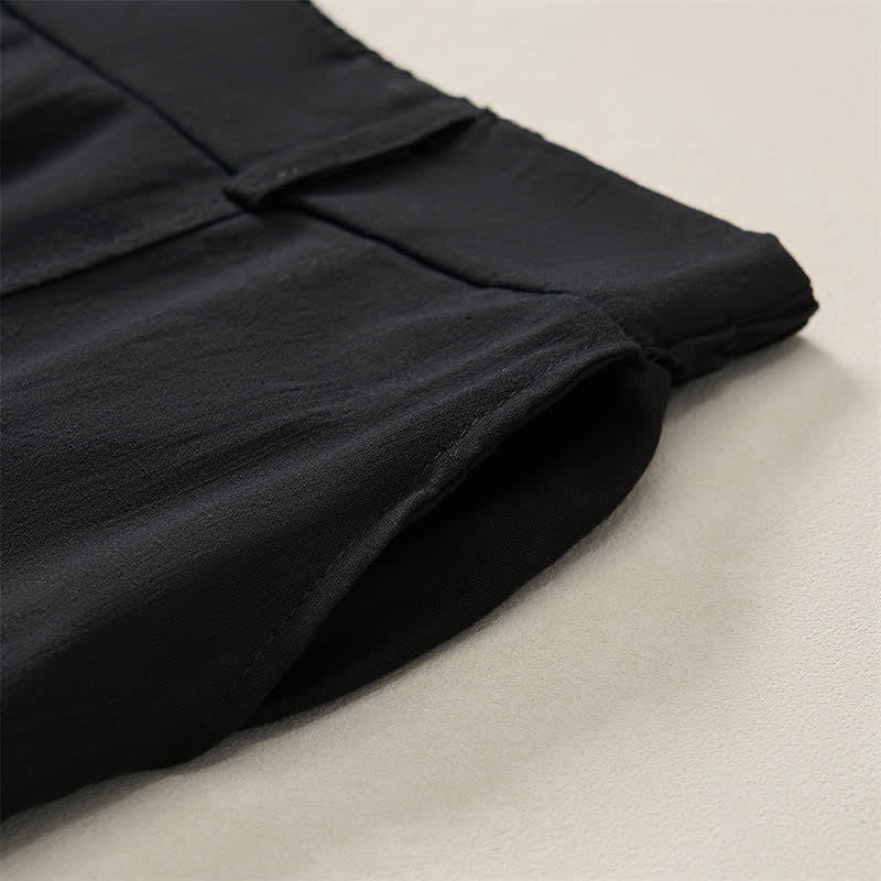 Buddha Stones Pantalones tobilleros básicos informales de color liso para mujer, ideales para primavera y verano. Pantalones de pierna recta con bolsillos. - image 14