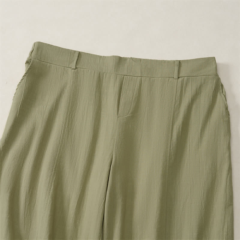 Buddha Stones Pantalones tobilleros básicos informales de color liso para mujer, ideales para primavera y verano. Pantalones de pierna recta con bolsillos. - image 27