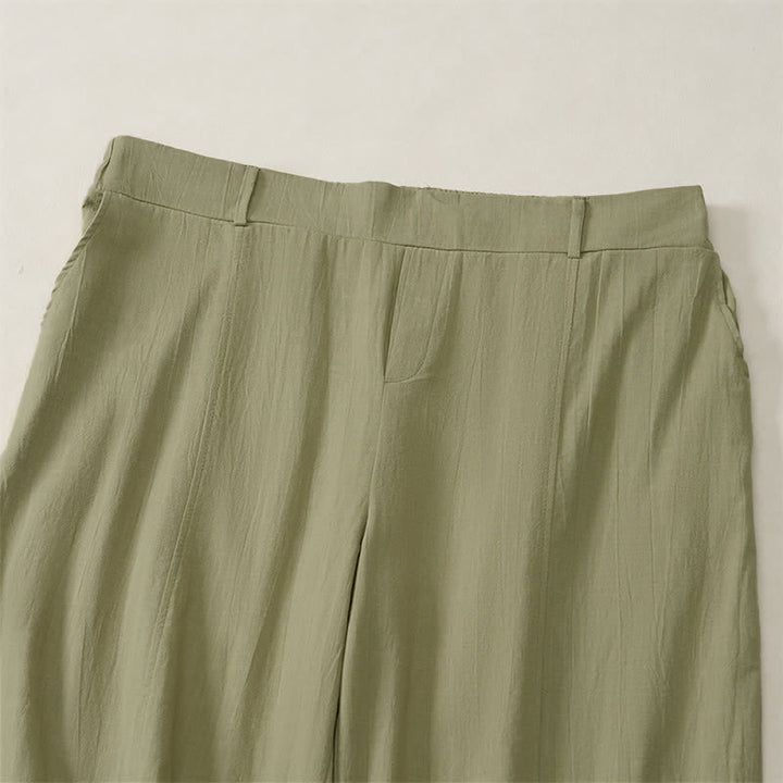 Buddha Stones Pantalones tobilleros básicos informales de color liso para mujer, ideales para primavera y verano. Pantalones de pierna recta con bolsillos. - image 27