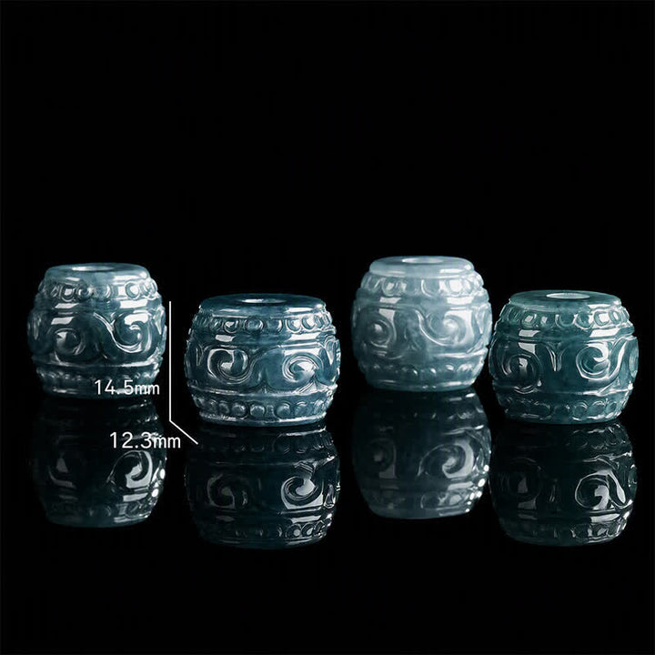 Buddha Stones Collar con colgante de barril Harmony grabado en jade y cadena de acero de titanio - image 4