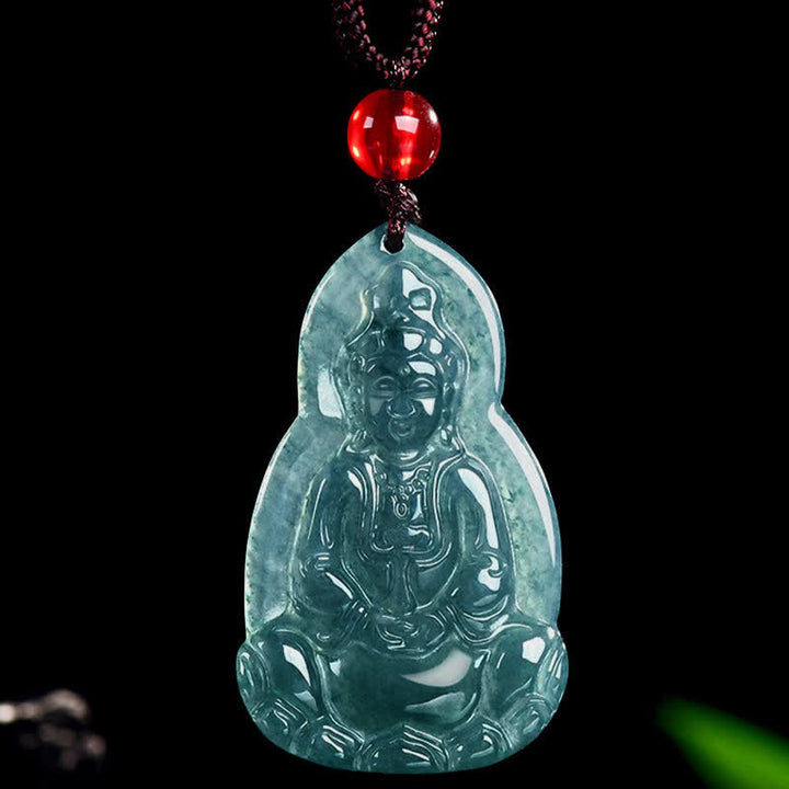 Buddha Stones Collar con colgante de jade tallado de Avalokiteshvara, símbolo de suerte y compasión. - image 10