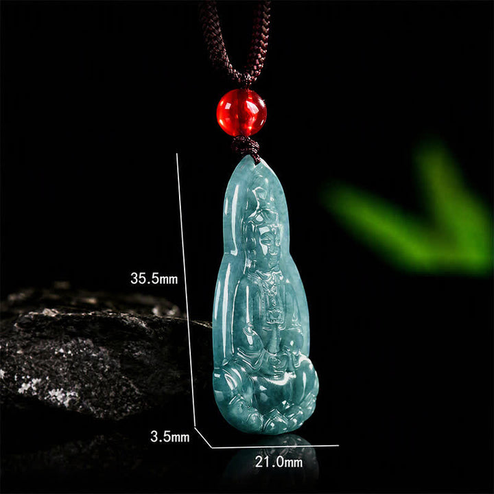 Buddha Stones Collar con colgante de jade tallado de Avalokiteshvara, símbolo de suerte y compasión. - image 8