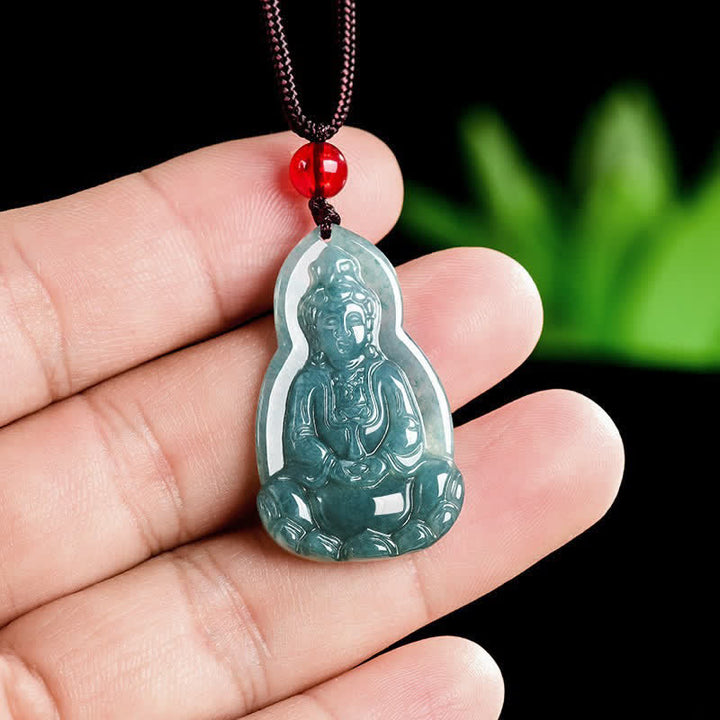 Buddha Stones Collar con colgante de jade tallado de Avalokiteshvara, símbolo de suerte y compasión. - image 7