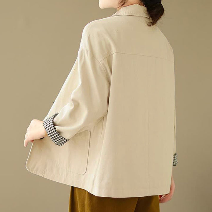 Buddha Stones Chaqueta informal minimalista de manga larga para mujer, con botones y bolsillos, ideal para primavera y otoño. - image 22