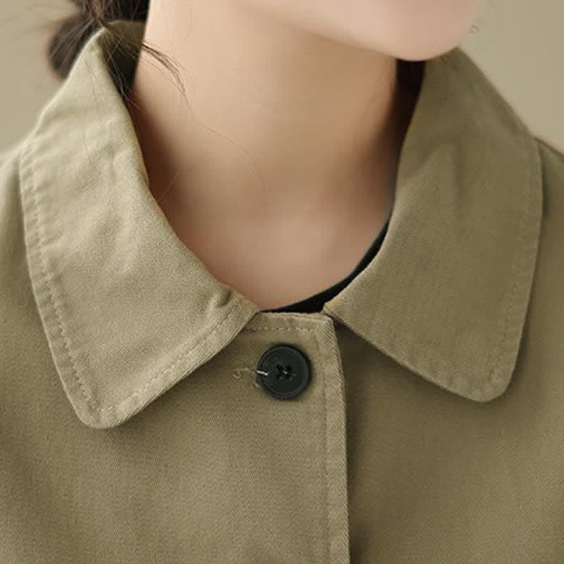 Buddha Stones Chaqueta informal minimalista de manga larga para mujer, con botones y bolsillos, ideal para primavera y otoño. - image 6