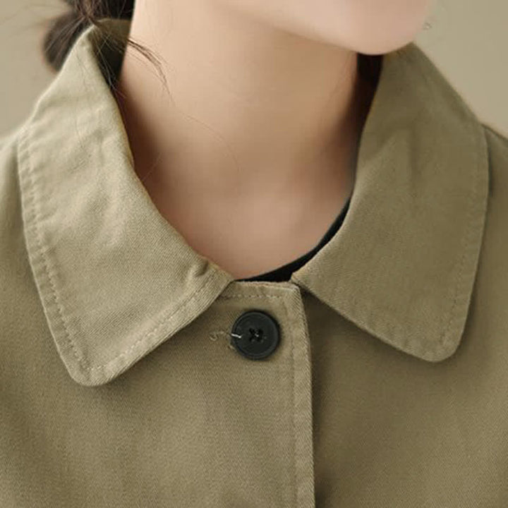 Buddha Stones Chaqueta informal minimalista de manga larga para mujer, con botones y bolsillos, ideal para primavera y otoño. - image 6