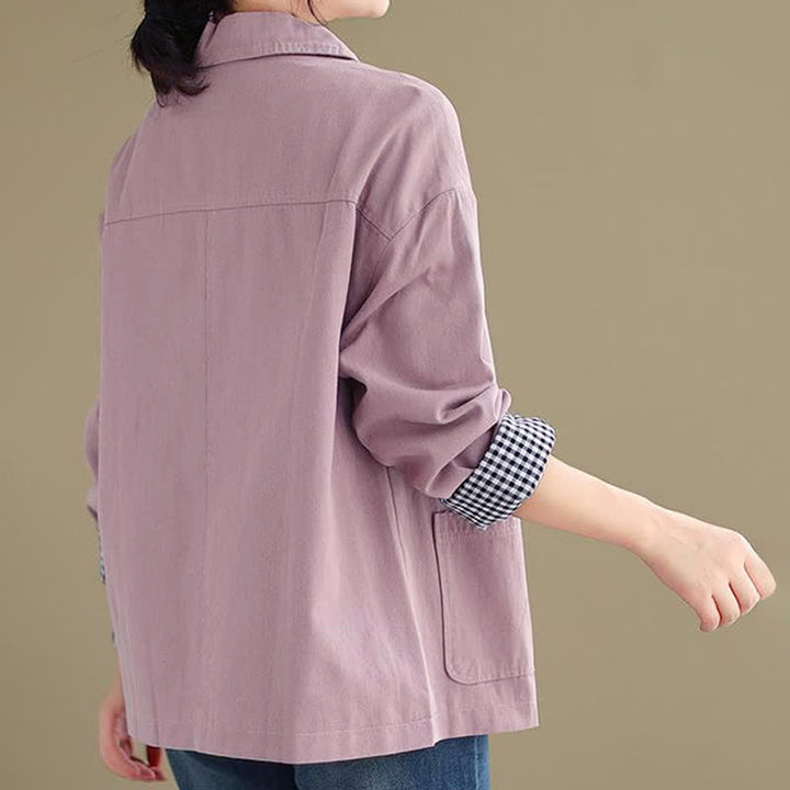 Buddha Stones Chaqueta informal minimalista de manga larga para mujer, con botones y bolsillos, ideal para primavera y otoño. - image 18