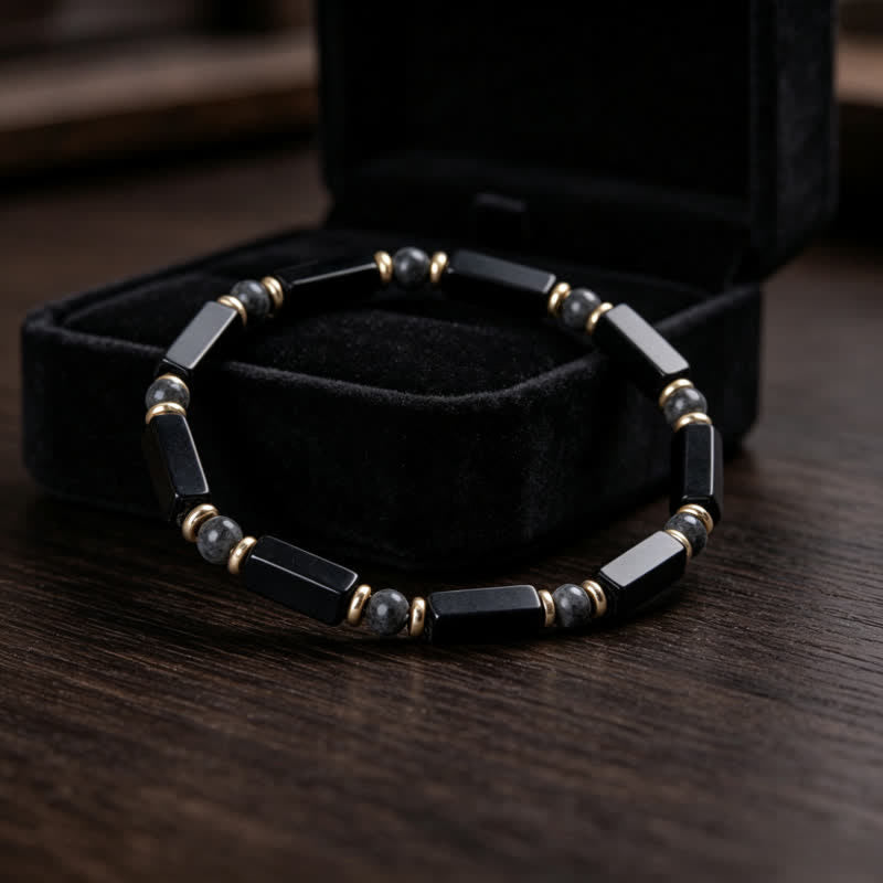 Buddha Stones Pulsera de cuentas con detalles de cobre y protección de ónix negro - image 8