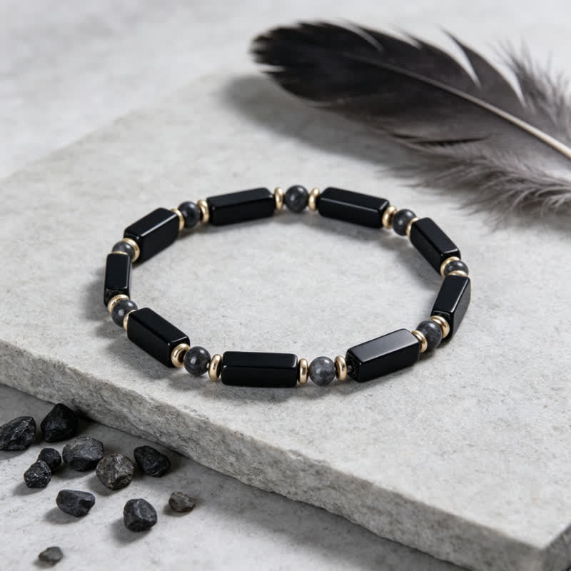 Buddha Stones Pulsera de cuentas con detalles de cobre y protección de ónix negro - image 3