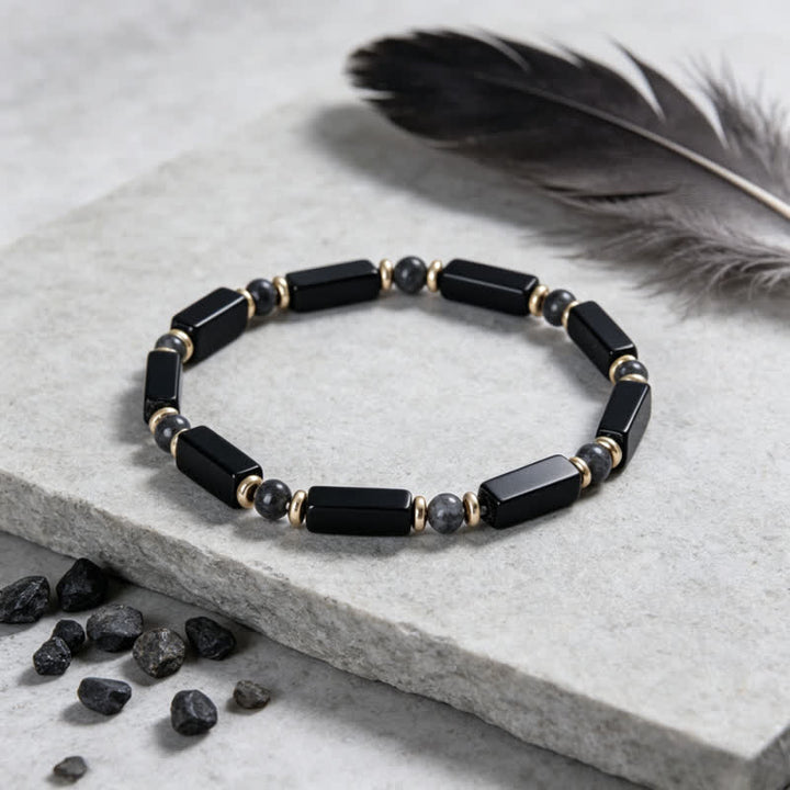 Buddha Stones Pulsera de cuentas con detalles de cobre y protección de ónix negro - image 3