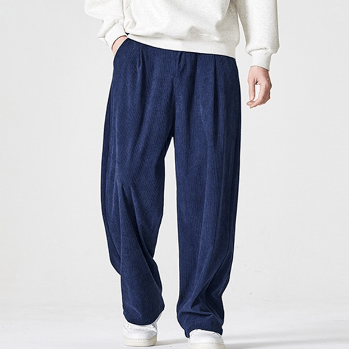 Buddha Stones Pantalones largos de pana plisados ​​de estilo vintage para hombre, estilo casual de otoño/invierno, de pierna recta y con bolsillos. - image 15
