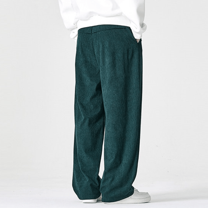 Buddha Stones Pantalones largos de pana plisados ​​de estilo vintage para hombre, estilo casual de otoño/invierno, de pierna recta y con bolsillos. - image 13
