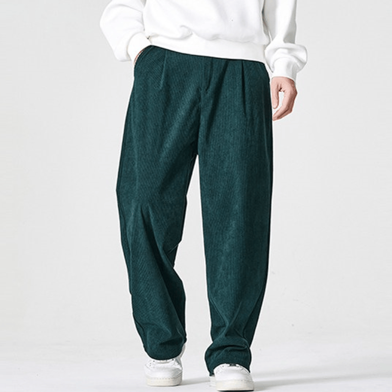 Buddha Stones Pantalones largos de pana plisados ​​de estilo vintage para hombre, estilo casual de otoño/invierno, de pierna recta y con bolsillos. - image 10