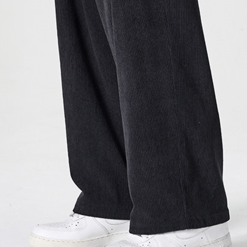 Buddha Stones Pantalones largos de pana plisados ​​de estilo vintage para hombre, estilo casual de otoño/invierno, de pierna recta y con bolsillos. - image 8