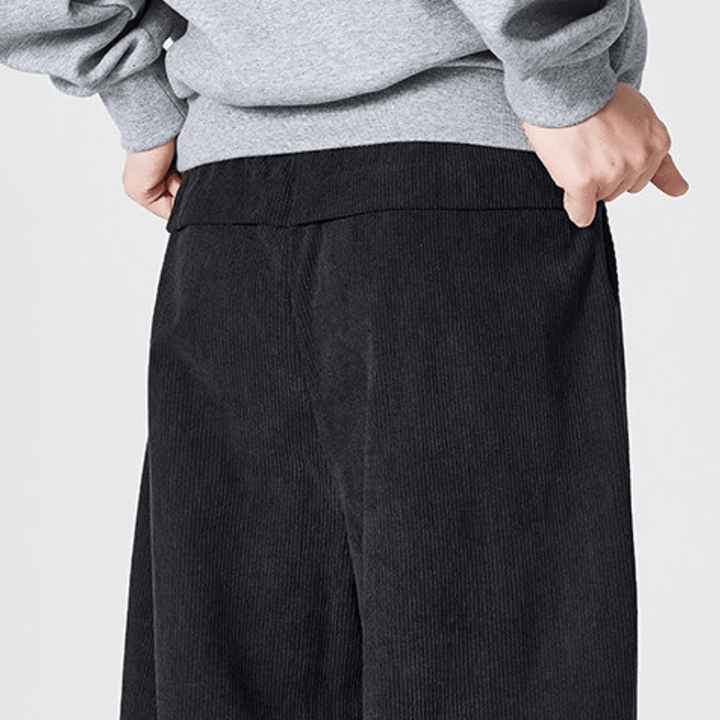 Buddha Stones Pantalones largos de pana plisados ​​de estilo vintage para hombre, estilo casual de otoño/invierno, de pierna recta y con bolsillos. - image 7