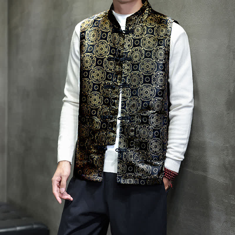 Buddha Stones Chaleco para hombre con cuello mandarín, diseño de dragón y fénix, ideal para otoño/invierno. - image 12