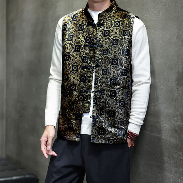 Buddha Stones Chaleco para hombre con cuello mandarín, diseño de dragón y fénix, ideal para otoño/invierno. - image 12