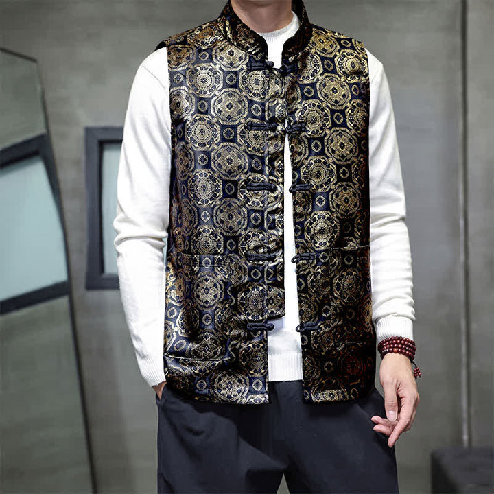 Buddha Stones Chaleco para hombre con cuello mandarín, diseño de dragón y fénix, ideal para otoño/invierno. - image 15