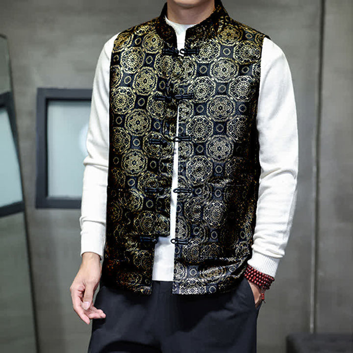 Buddha Stones Chaleco para hombre con cuello mandarín, diseño de dragón y fénix, ideal para otoño/invierno. - image 17