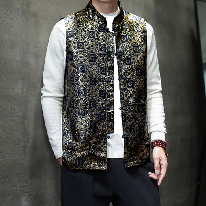Buddha Stones Chaleco para hombre con cuello mandarín, diseño de dragón y fénix, ideal para otoño/invierno. - image 10