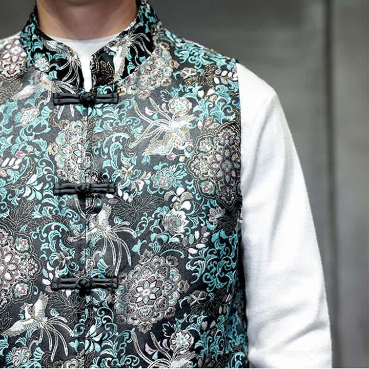 Buddha Stones Chaleco para hombre con cuello mandarín, diseño de dragón y fénix, ideal para otoño/invierno. - image 28