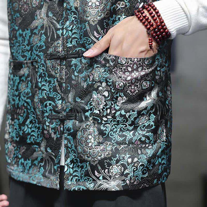 Buddha Stones Chaleco para hombre con cuello mandarín, diseño de dragón y fénix, ideal para otoño/invierno. - image 29