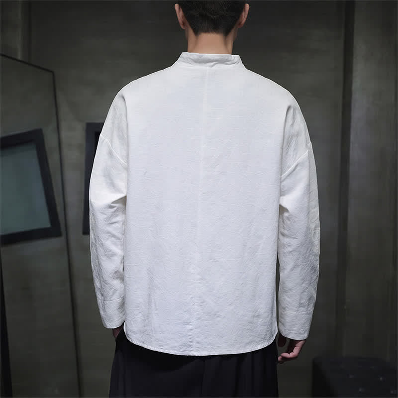 Buddha Stones Camisas de manga larga para hombre de estilo vintage Spring Tang con cuello mandarín y botones de rana. - image 22
