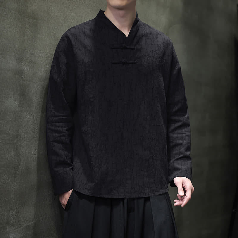 Buddha Stones Camisas de manga larga para hombre de estilo vintage Spring Tang con cuello mandarín y botones de rana. - image 16