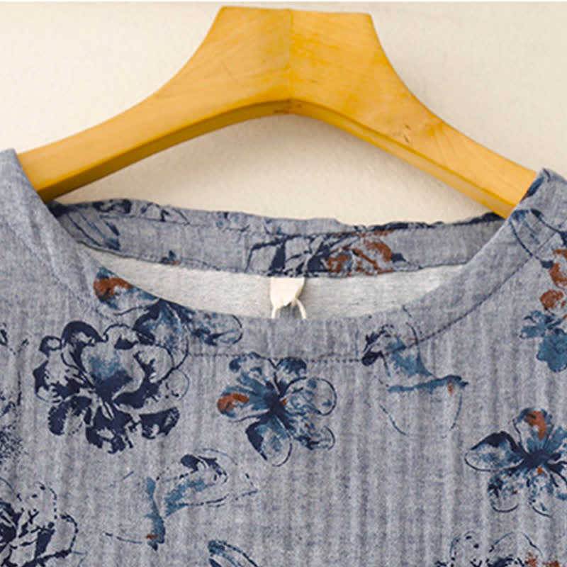 Buddha Stones Vestido de manga larga para mujer, estilo bohemio informal con cordón ajustable, estampado floral y cuello redondo, ideal para primavera y otoño. - image 11