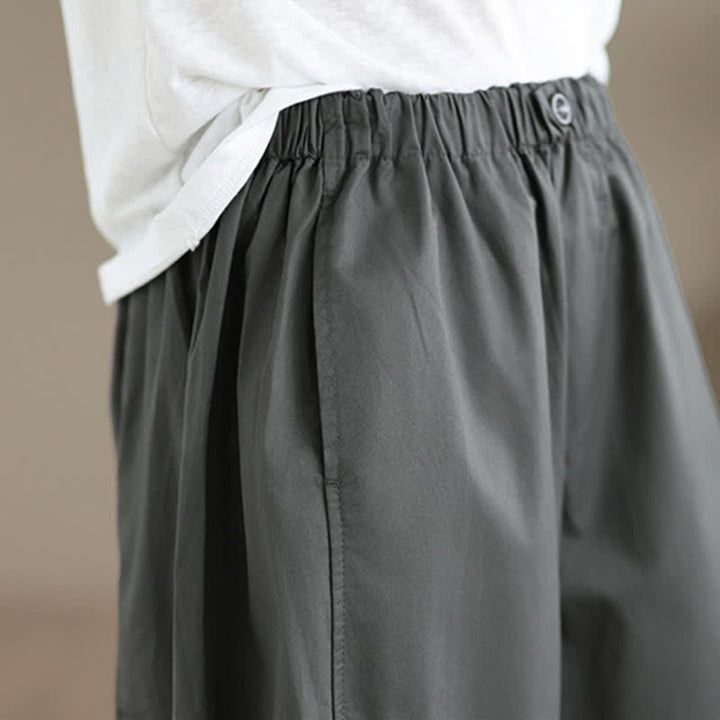 Buddha Stones Pantalones cortos lisos sencillos de color liso para mujer, estilo primavera-verano, de pierna ancha y con bolsillos. - image 5