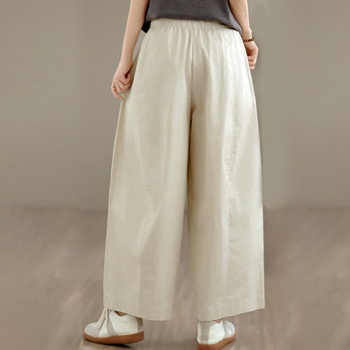 Buddha Stones Pantalones cortos lisos sencillos de color liso para mujer, estilo primavera-verano, de pierna ancha y con bolsillos. - image 11