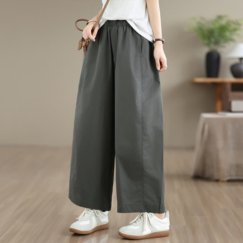 Buddha Stones Pantalones cortos lisos sencillos de color liso para mujer, estilo primavera-verano, de pierna ancha y con bolsillos. - Gris oscuro - US8-10, UK/AU12-14, EU40-42 (XL) - image 0