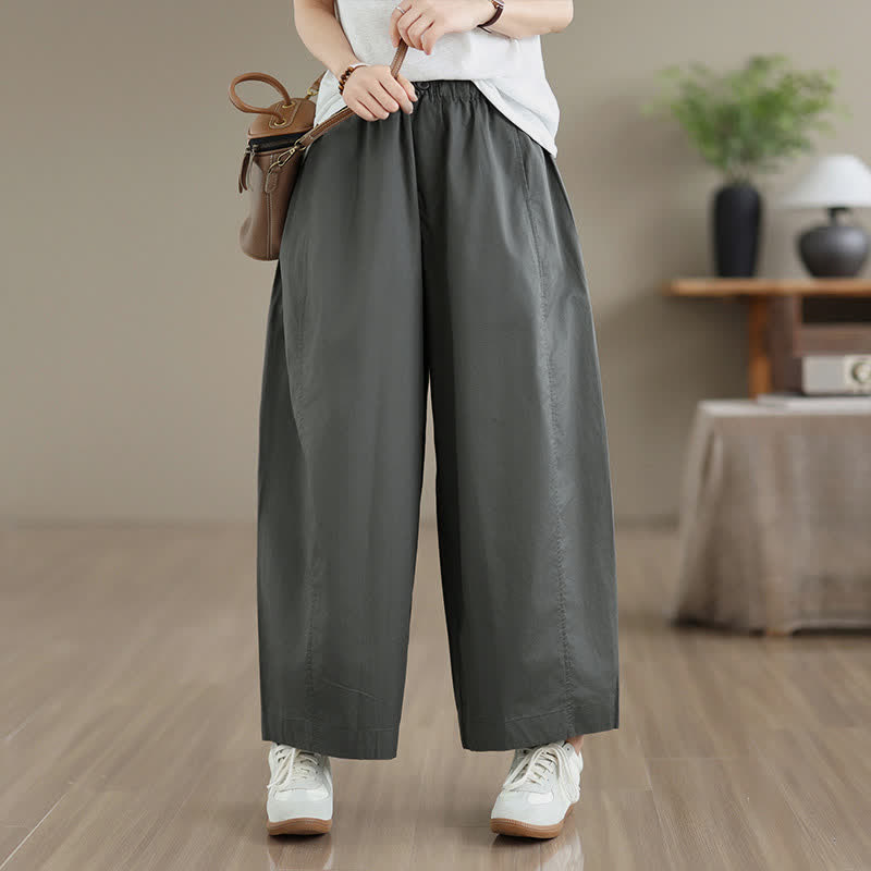 Buddha Stones Pantalones cortos lisos sencillos de color liso para mujer, estilo primavera-verano, de pierna ancha y con bolsillos. - image 1