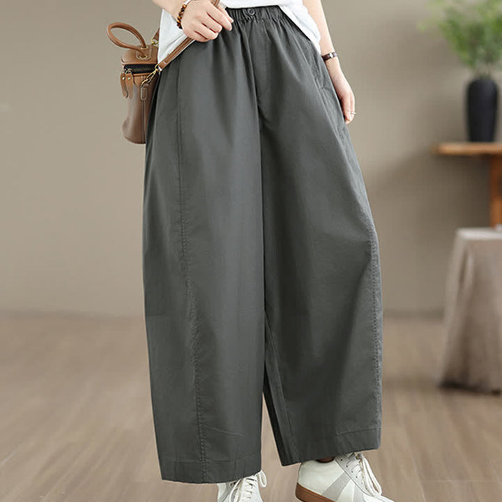 Buddha Stones Pantalones cortos lisos sencillos de color liso para mujer, estilo primavera-verano, de pierna ancha y con bolsillos. - image 2