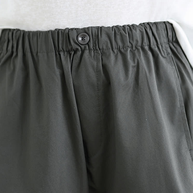 Buddha Stones Pantalones cortos lisos sencillos de color liso para mujer, estilo primavera-verano, de pierna ancha y con bolsillos. - image 4