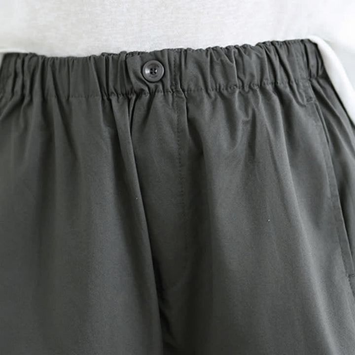 Buddha Stones Pantalones cortos lisos sencillos de color liso para mujer, estilo primavera-verano, de pierna ancha y con bolsillos. - image 4