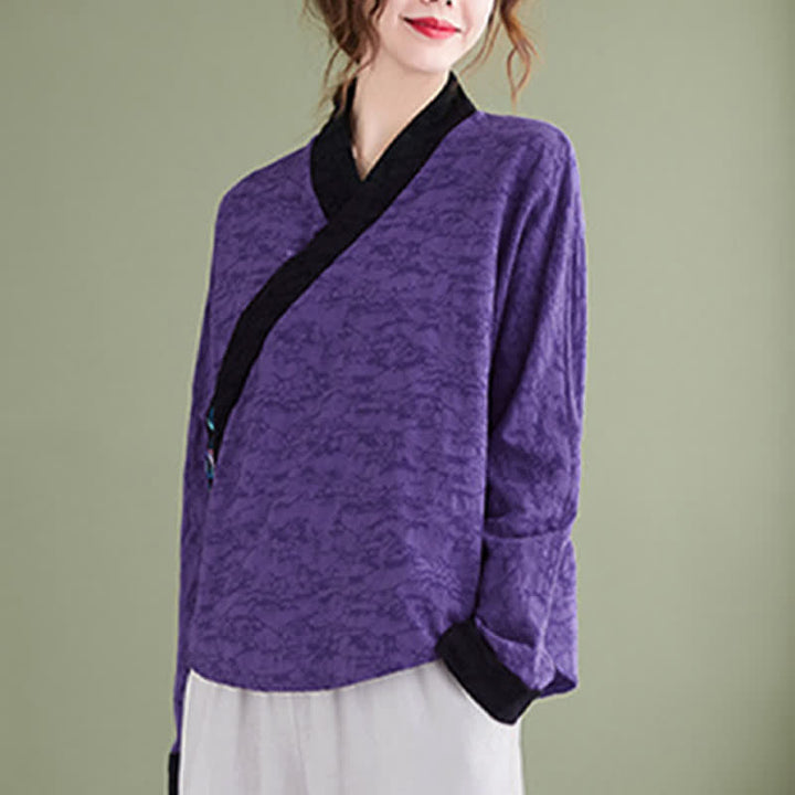 Buddha Stones Camisas de manga larga para mujer con bordado floral estilo Tang, elegantes, ideales para primavera y otoño. - image 7