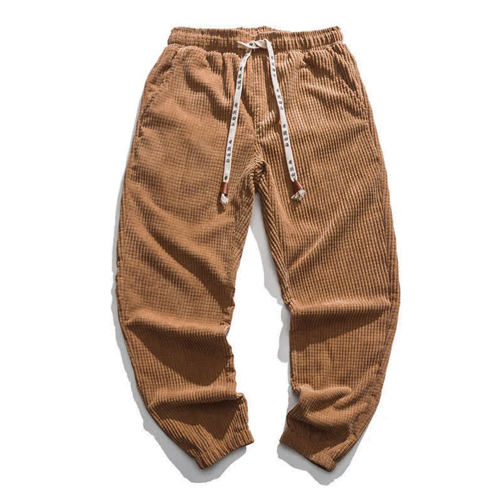 Buddha Stones Pantalones tobilleros de pana lisos de estilo retro clásico de invierno con cordón ajustable para hombre, corte ajustado y bolsillo. - Perú - US/UK/AU46, EU56 (5XL) - image 2