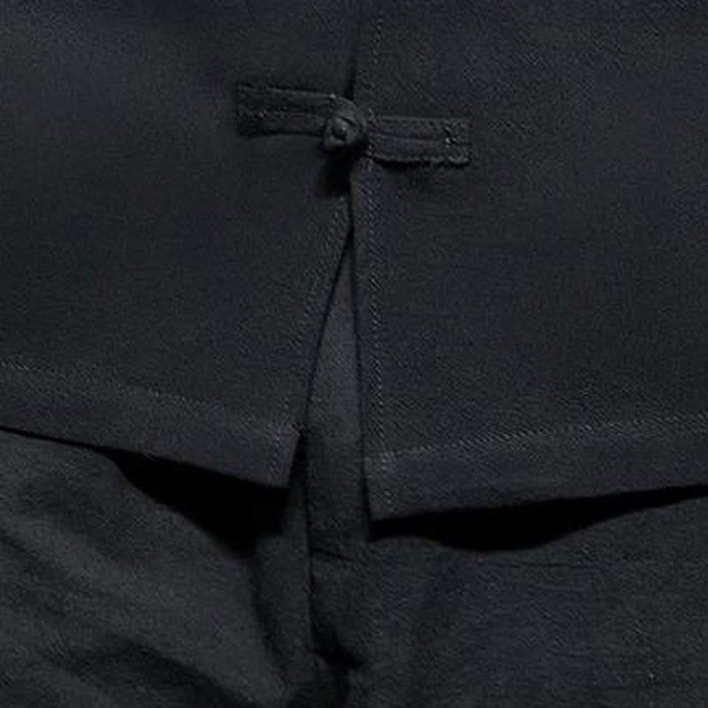 Buddha Stones Camisas de manga larga para hombre, estilo Tang vintage, con cuello mandarín, botones de rana y bordado de personajes, ideales para otoño e invierno. - image 7