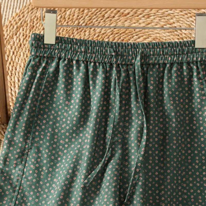 Buddha Stones Pantalones cortos de mujer estilo boho casual con cordón ajustable y estampado floral, ideales para primavera y verano. - image 3