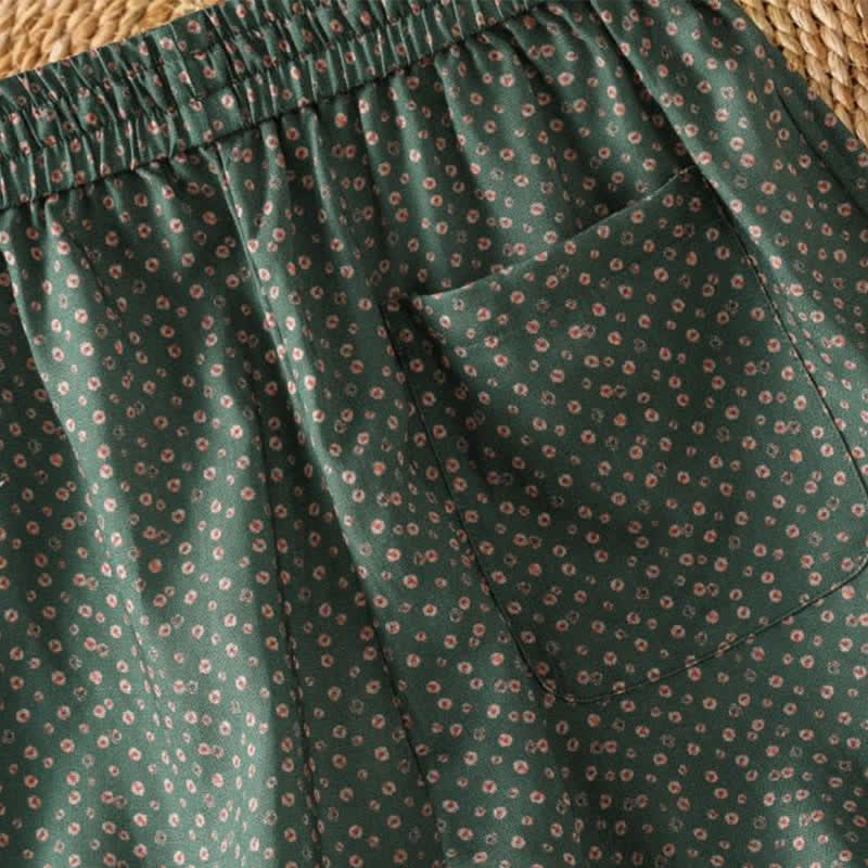 Buddha Stones Pantalones cortos de mujer estilo boho casual con cordón ajustable y estampado floral, ideales para primavera y verano. - image 4