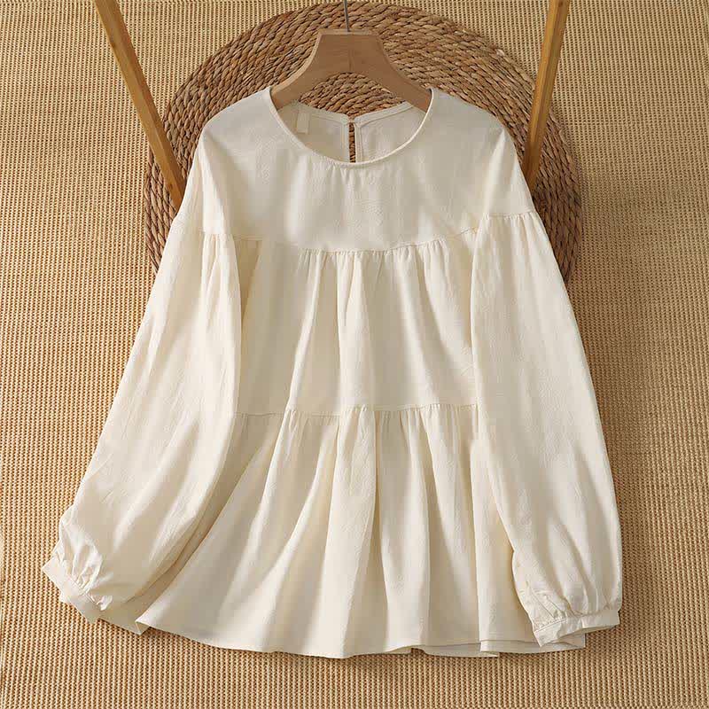 Buddha Stones Camiseta de manga larga para mujer, estilo casual, sencilla y de color liso, ideal para primavera y otoño. - Blanco antiguo - US14, UK/AU18, EU46 (2XL) - image 0