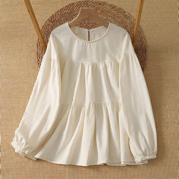 Buddha Stones Camiseta de manga larga para mujer, estilo casual, sencilla y de color liso, ideal para primavera y otoño. - Blanco antiguo - US14, UK/AU18, EU46 (2XL) - image 0