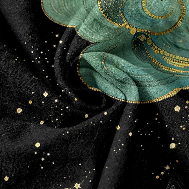 Buddha Stones Pantalones de mujer de algodón puro con elegante estampado de nubes de fénix y cintura elástica con bolsillos. - image 3