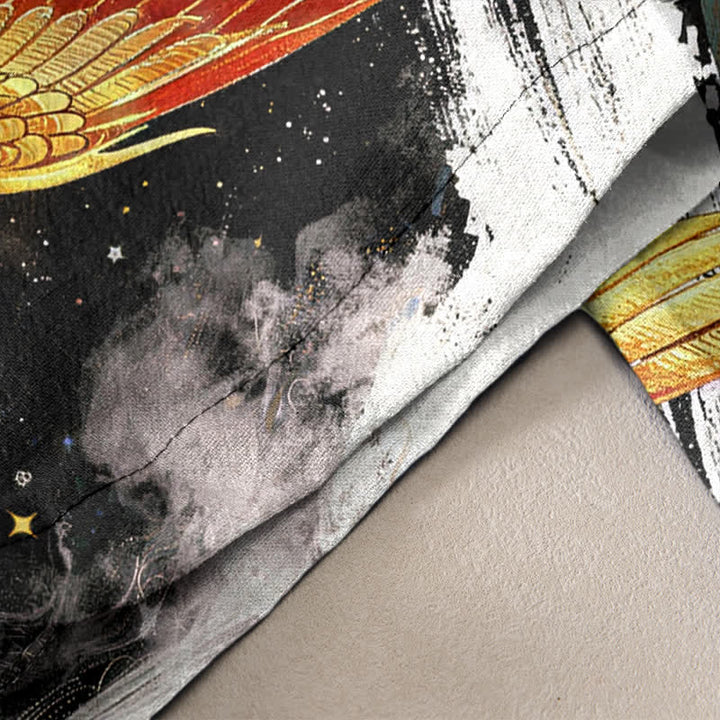 Buddha Stones Pantalones de mujer de algodón puro con elegante estampado de nubes de fénix y cintura elástica con bolsillos. - image 2