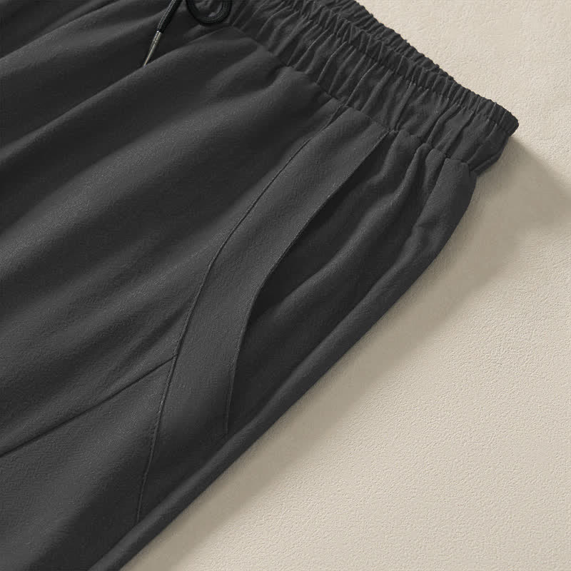 Buddha Stones Pantalones de hombre de algodón puro con estampado Zen Om, cordón ajustable y corte cónico, con bolsillos. - image 4