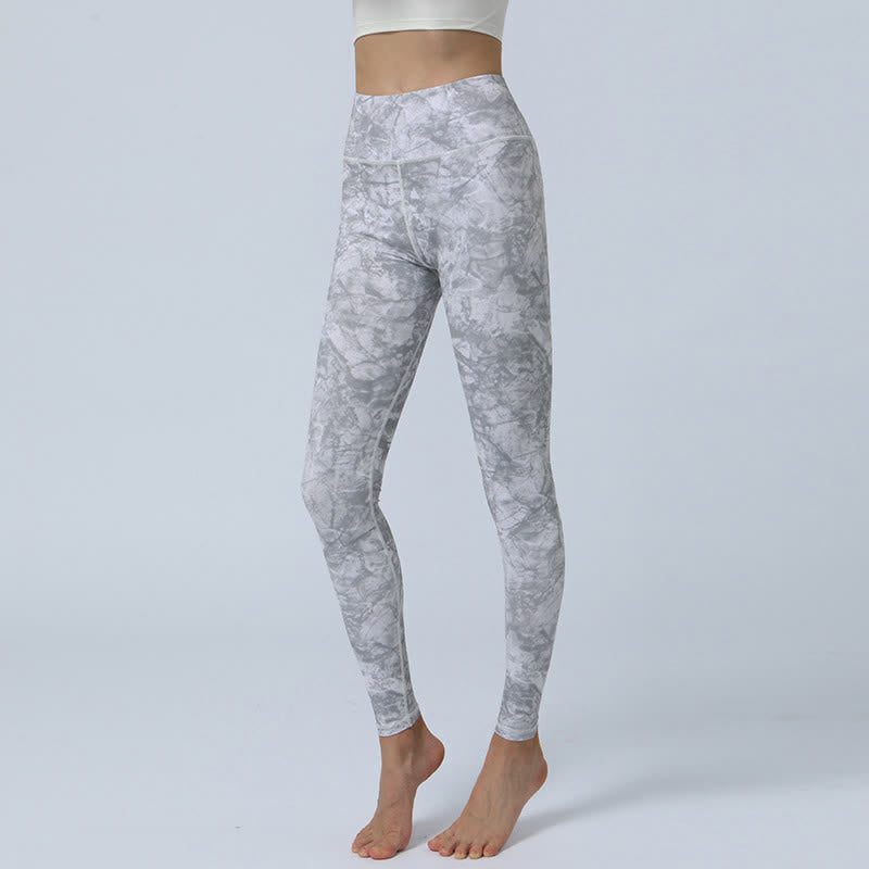 Buddha Stones flores hojas impresión deportes fitness yoga cintura alta polainas pantalones de yoga para mujer - Gris - US8-10, UK/AU12-14, EU40-42 (XL) - image 13