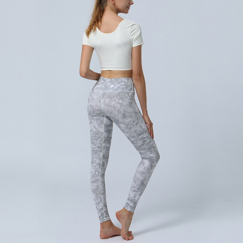 Buddha Stones flores hojas impresión deportes fitness yoga cintura alta polainas pantalones de yoga para mujer - image 15
