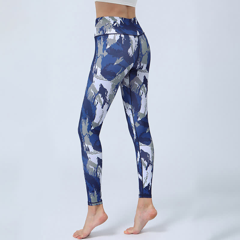 Buddha Stones flores hojas impresión deportes fitness yoga cintura alta polainas pantalones de yoga para mujer - image 2